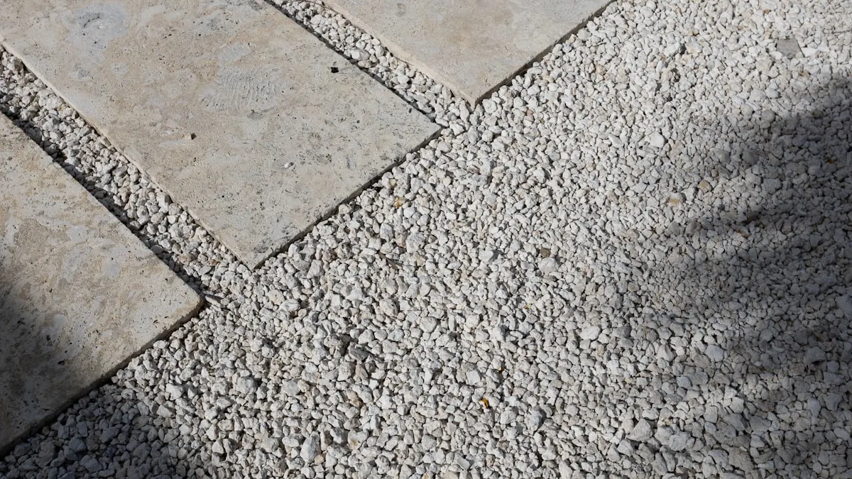 Landscaper laying block paving on a garden pathway